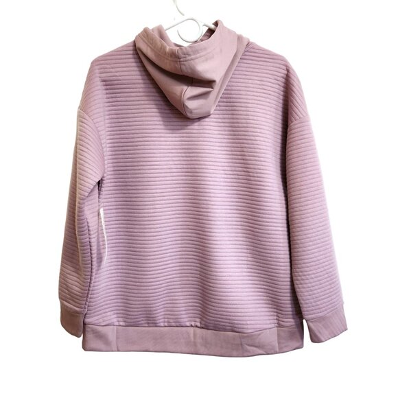 Sweatshirt Project Drop Shoulder Dusty Pink Pullover Cross Neck Hoodie Size S - Picture 3 of 11